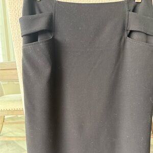 Black Pencil Skirt with Side Strap Detail